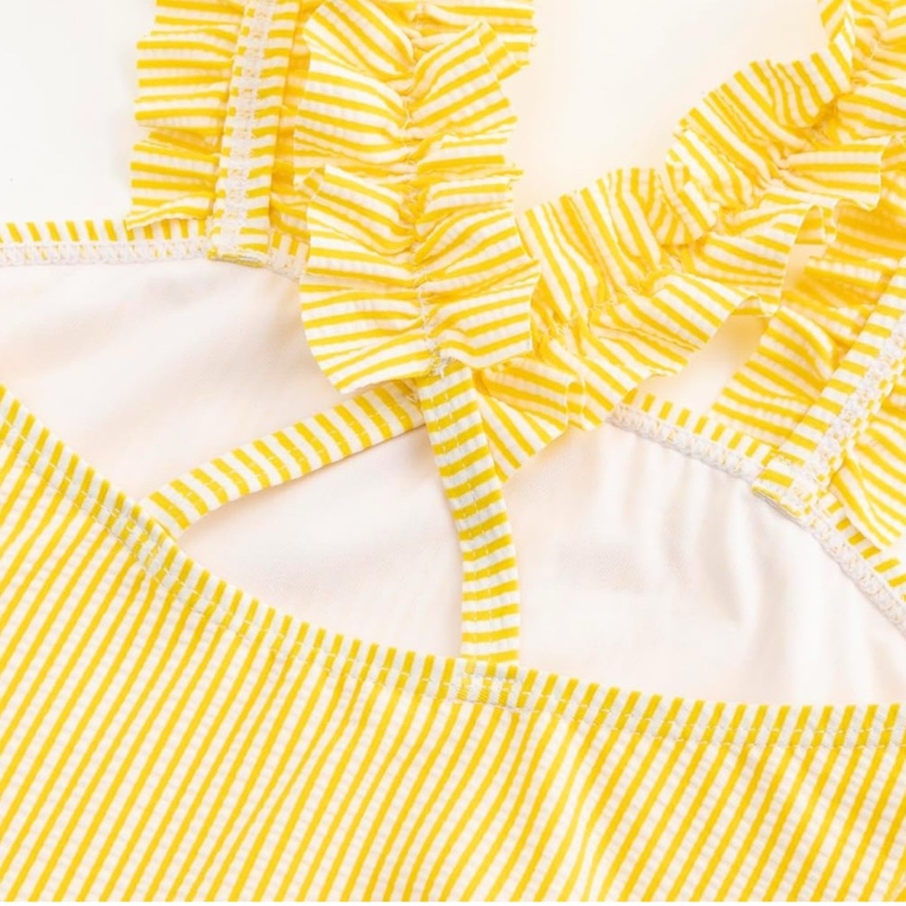 LIZENS Girls One Piece Swimsuit – Yellow & White Stripe – Size 9/10 – NWT - Picture 7 of 12